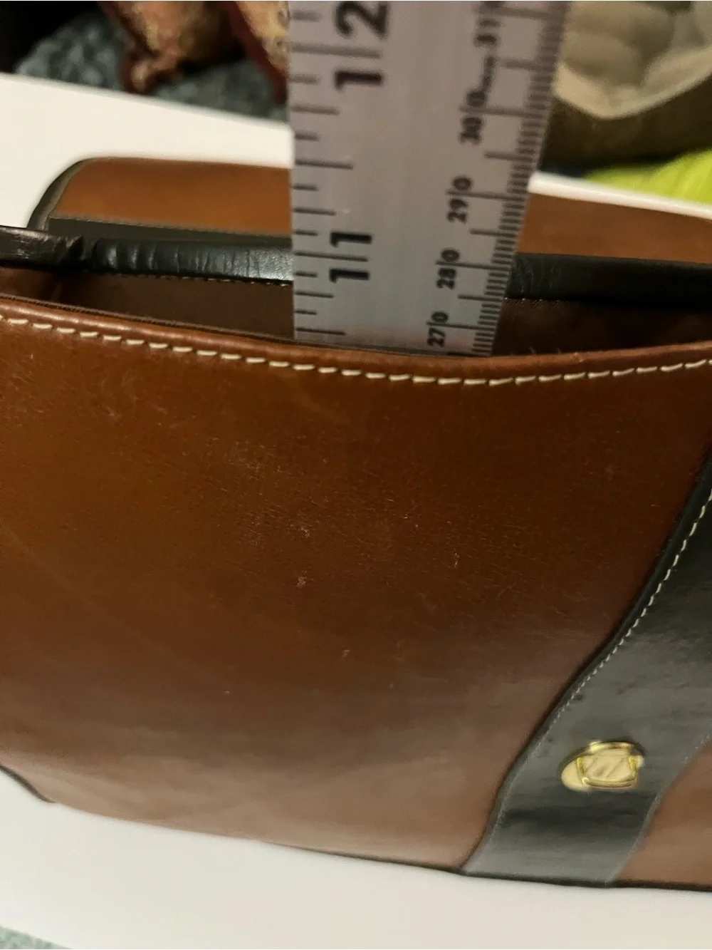 EUC Unisex Two-Tone Brown and Black Leather Briefcase — Professional Work Bag